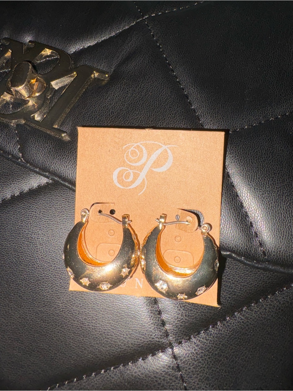 Plunder Gold Crescent Star Hoop Earrings